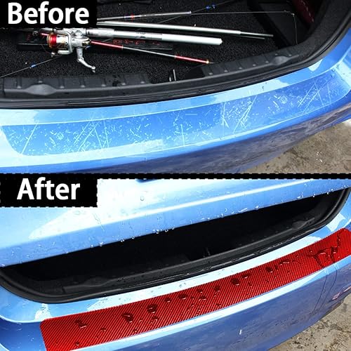 Miniatura 5 de Protector de parachoques trasero de automóvil, 35.4 pulgadas, resistente a los arañazos, protección de parachoques de PVC con patrón de fibra de