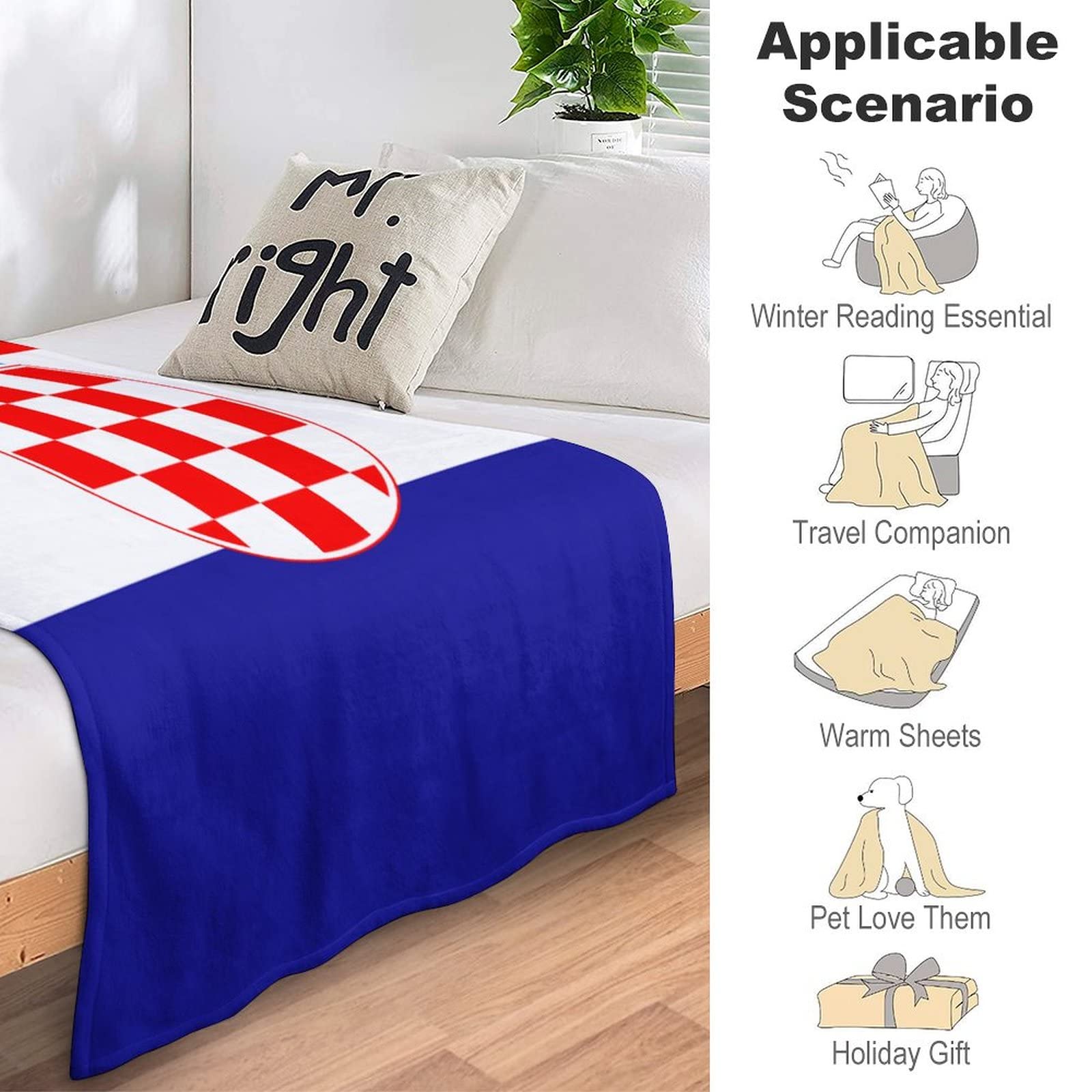 Manta de franela con diseño de bandera de Croacia, con texto en inglés I Love Croatia, manta súper suave y acogedora para sofá, cama, silla, automóvil, manta ligera y cálida de