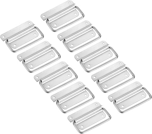 Miniatura 6 de uxcell Asas para el pecho, 10 unidades, mango plegable de acero inoxidable, asas para caja de madera, caja de herramientas, caja de equipo