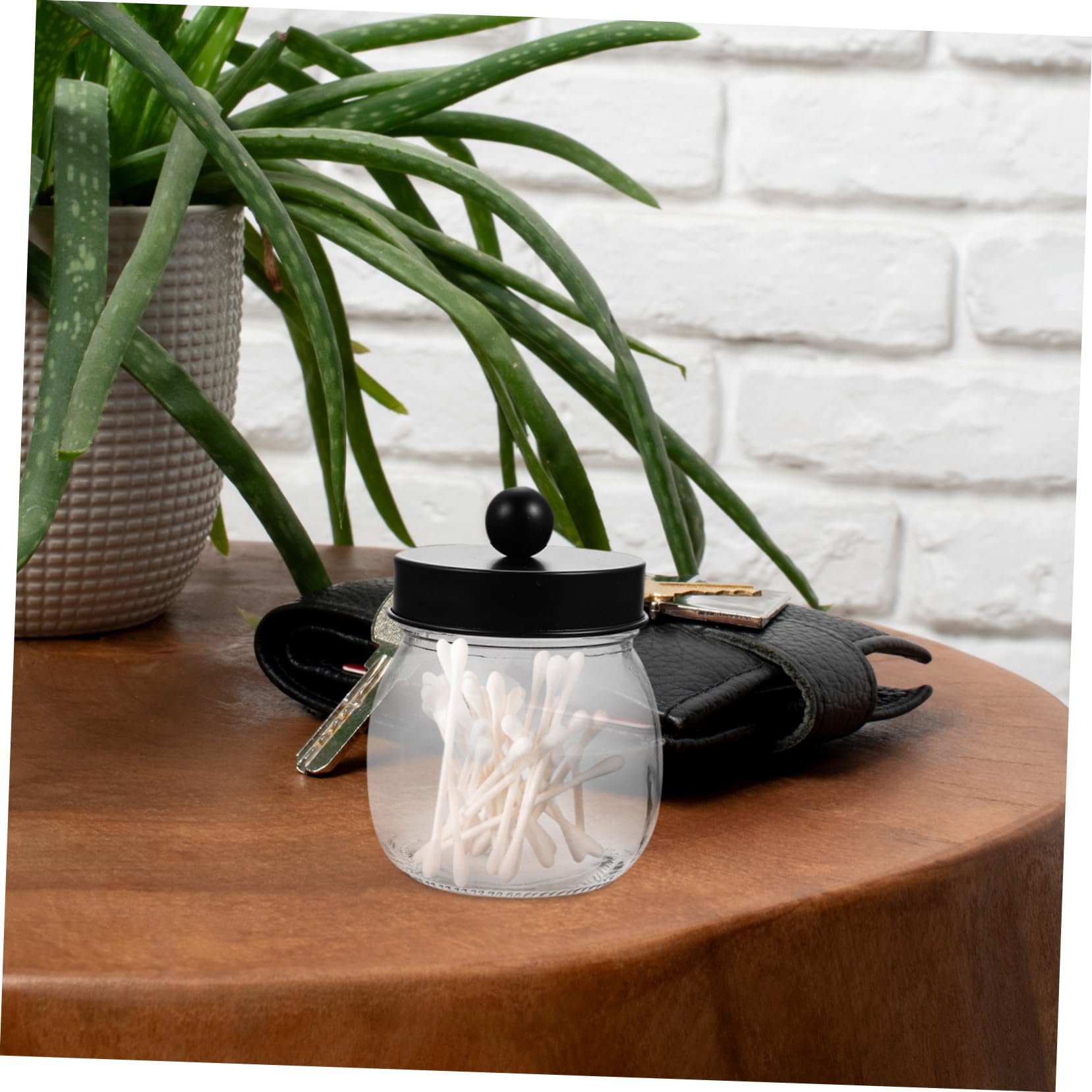 Zerodeko 3stücke Wattestäbchenhalter aus Edelstahl und Glas Wattepadhalter mit Verschlussdeckel Organizer für Transparente Apothekergläser Kompakt und Vielseitig Einsetzbar