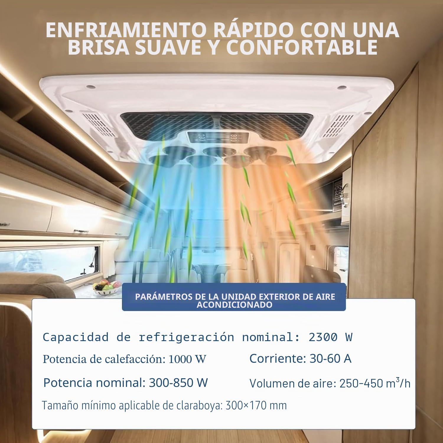 Autocaravana Aire Acondicionado 12V-220V, Aire Acondicionado Caravana con Refrigeración Y Calefacción, para Caravana, Camionetas, Autocaravanas, Camiones, Incluye Mando a Distancia(12v)