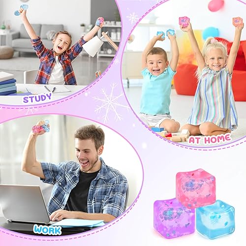 Miniatura 6 de Cubo de hielo Fidget Toy para todas las edades paquete de 3 cubos suaves sensoriales Fidget cubo de hielo bola de estrés Squishy Cube Juguetes para