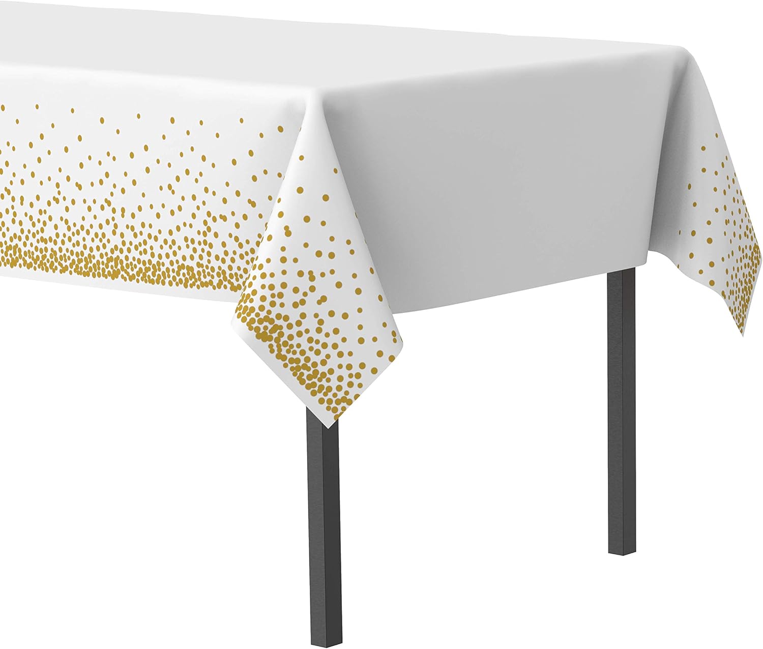 Plastic Tablecloth Gold Dots Glitter Polka Dot Gold White
