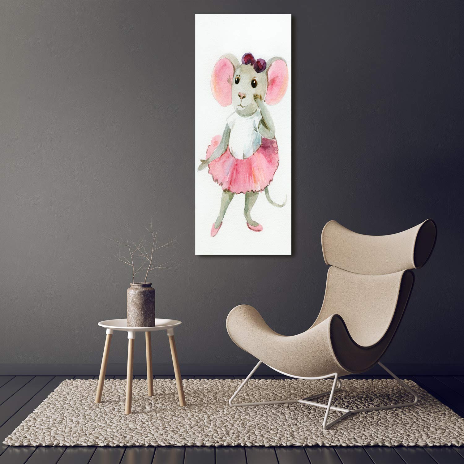 Tulup Impresión en vidrio - 50x125cm - Cuadro sobre Vidrio - Pinturas en Vidrio - Cuadro en Vidrio - Impresiones sobre Vidrio - Cuadro de Cristal - Cuarto De Los Niños - Rosado - Ratón De La Bailarina