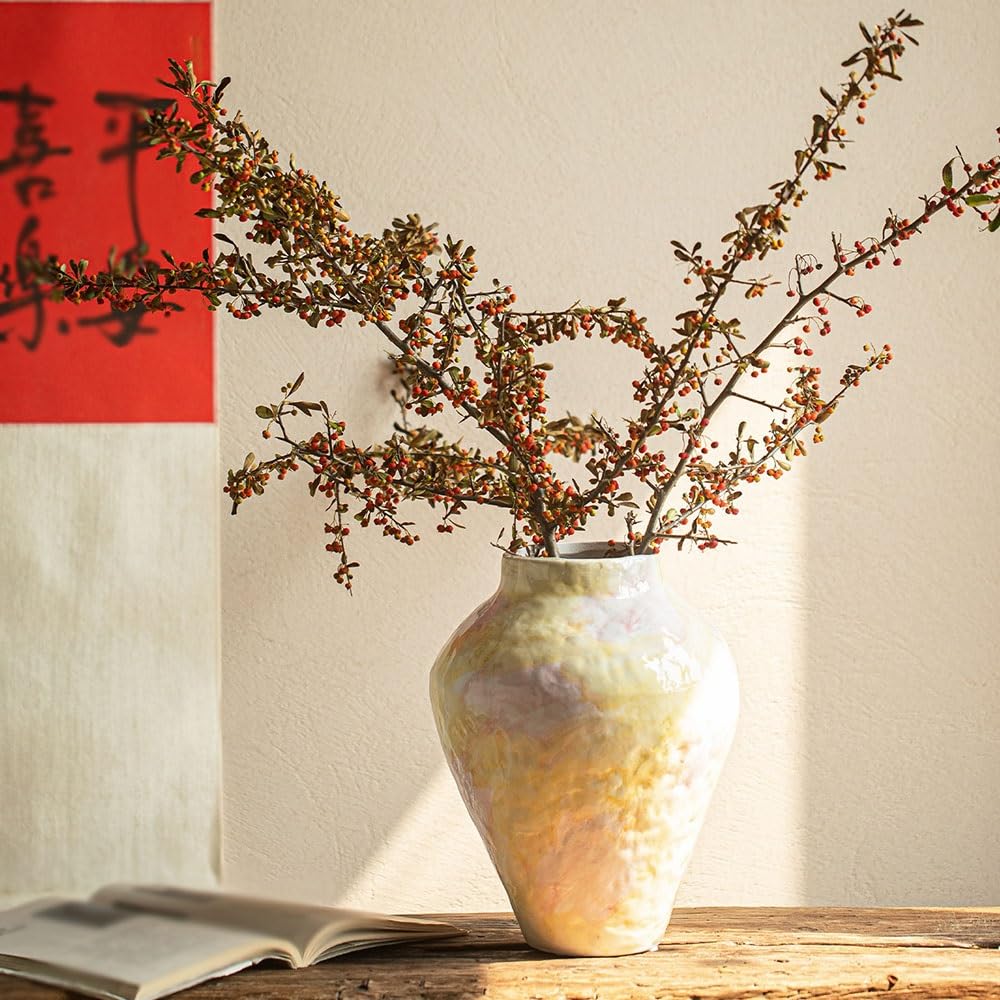 Jarrón para Flores, Jarrón De Cerámica Pintado, Decoración del Hogar para Mesa, Arreglo Floral De Pared para Flores Secas Frescas, S