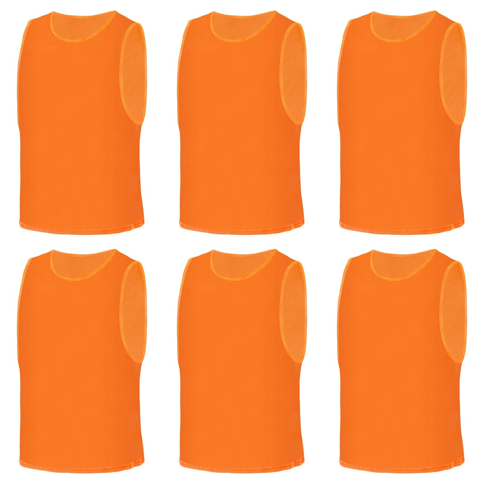 AUYAO 6Pcs Kids Team Training Vest, Breathable Mesh Scrimmage Sleeveless Training Pinnies Training Bibs, Quick-Dry Multi-Sports Bibs Sports Practice Vests for Soccer Basketball Practice