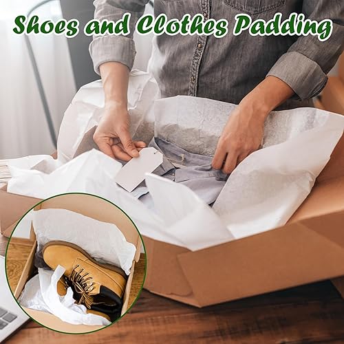 Miniatura 5 de 1000 hojas de papel de seda blanco, papel de seda de 14" x 20" a granel para Navidad, bodas, cumpleaños, baby showers, Día de San Valentín,