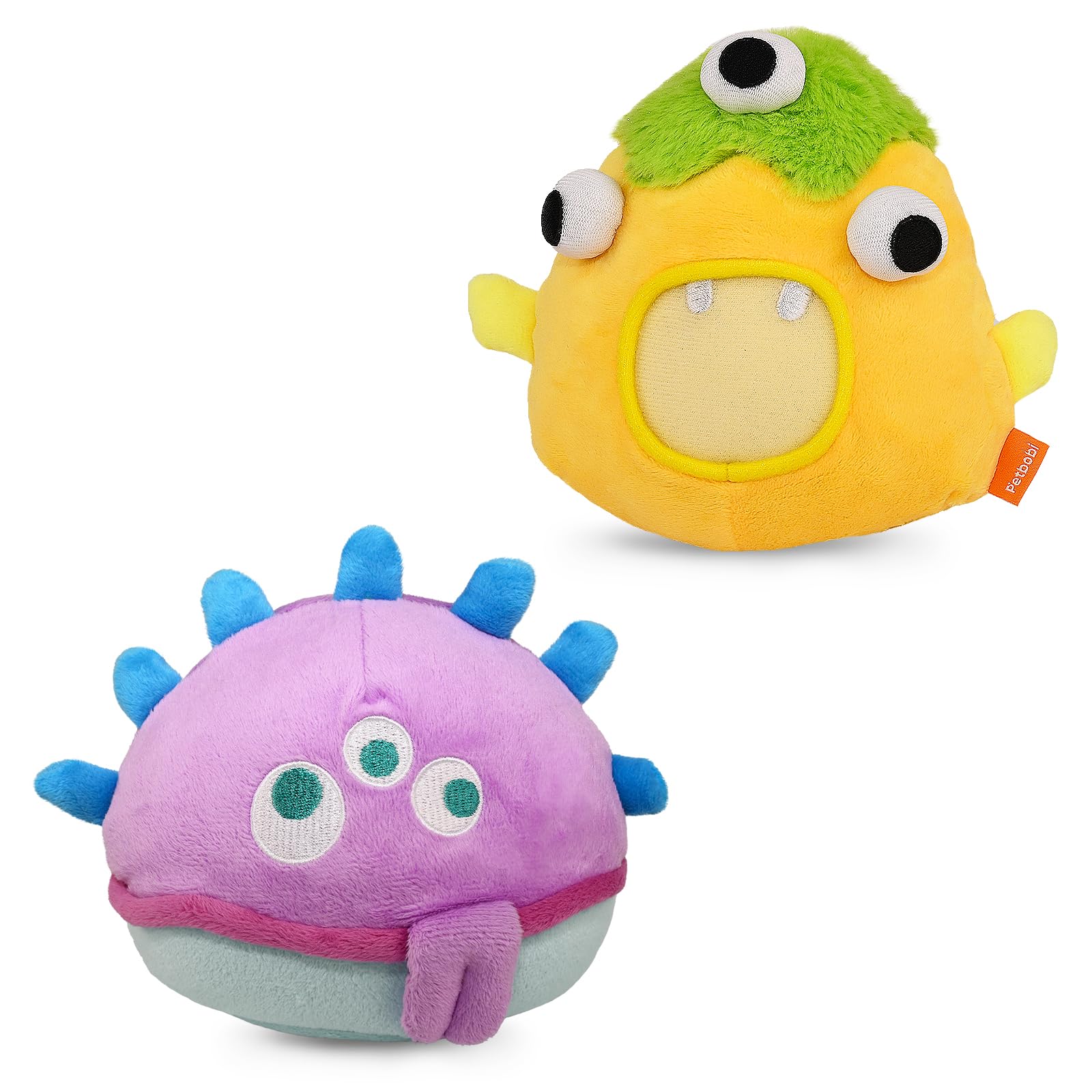 Petbobi Interactive Dog Toys Monster Plush Toy Shake Squeaky Crazy Bouncer Ball Battery Operated Toy for Small Medium Puppy Motorized Entertainment, Sunny Boy Bobby & Jolly Jelly Bobby