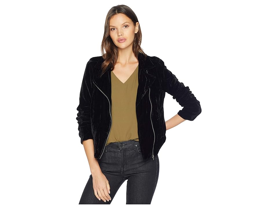 

BB Dakota Rose You Stay Velvet Moto Jacket (Black) Women's Coat