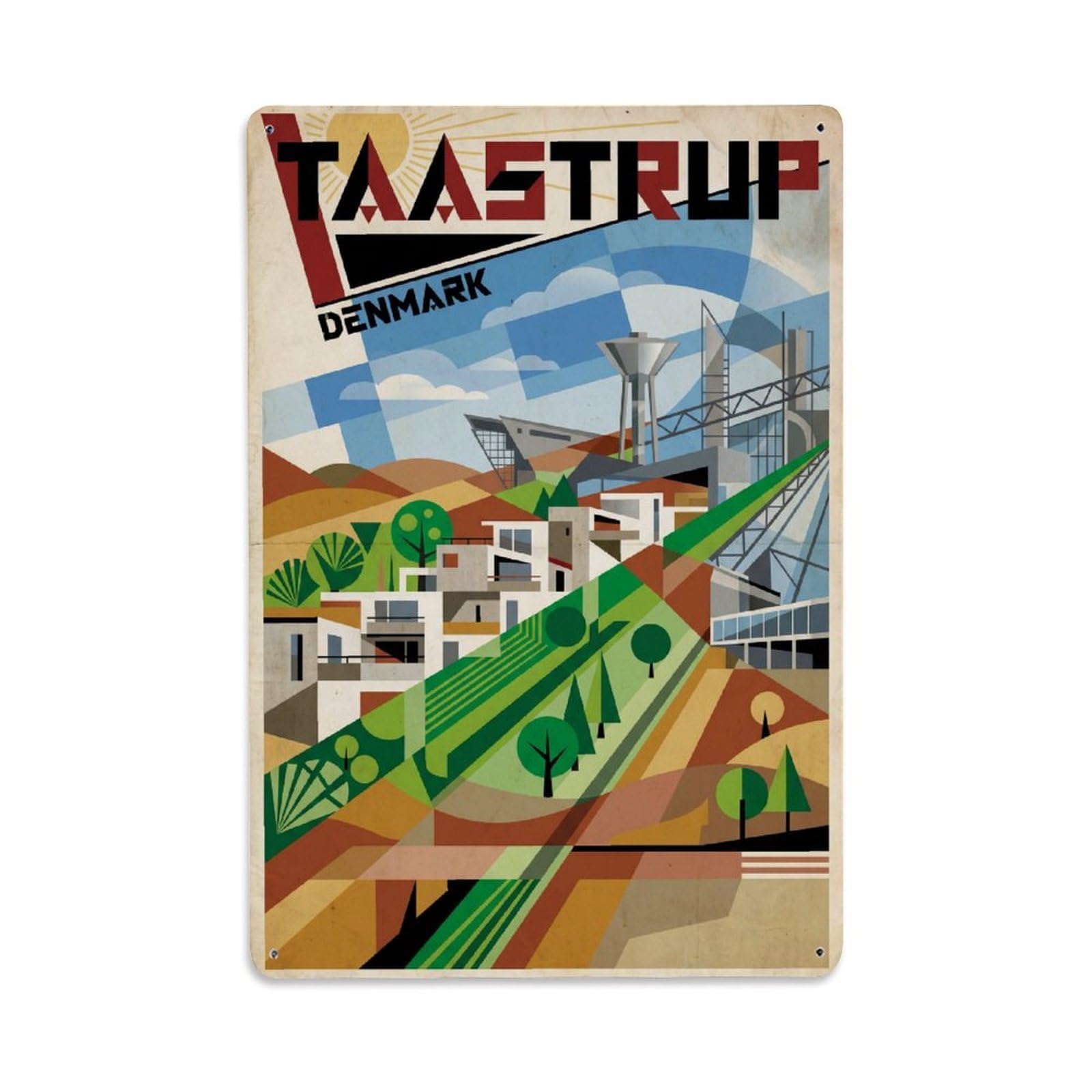 Metal Tin Sign Denmark Taastrup Vintage Travel