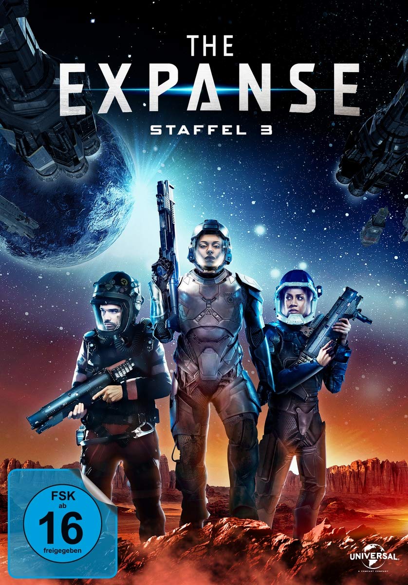 DVD de The Expanse: Staffel 3, la tercera temporada de la gran serie del espacio en estuche