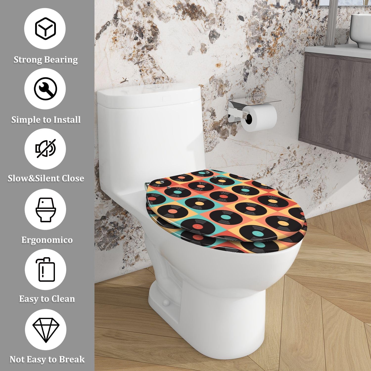 KOHLER K-4731-CA-0 Stronghold Elongated Toilet Seat with Check Hinge and Antimicrobial Agent, White