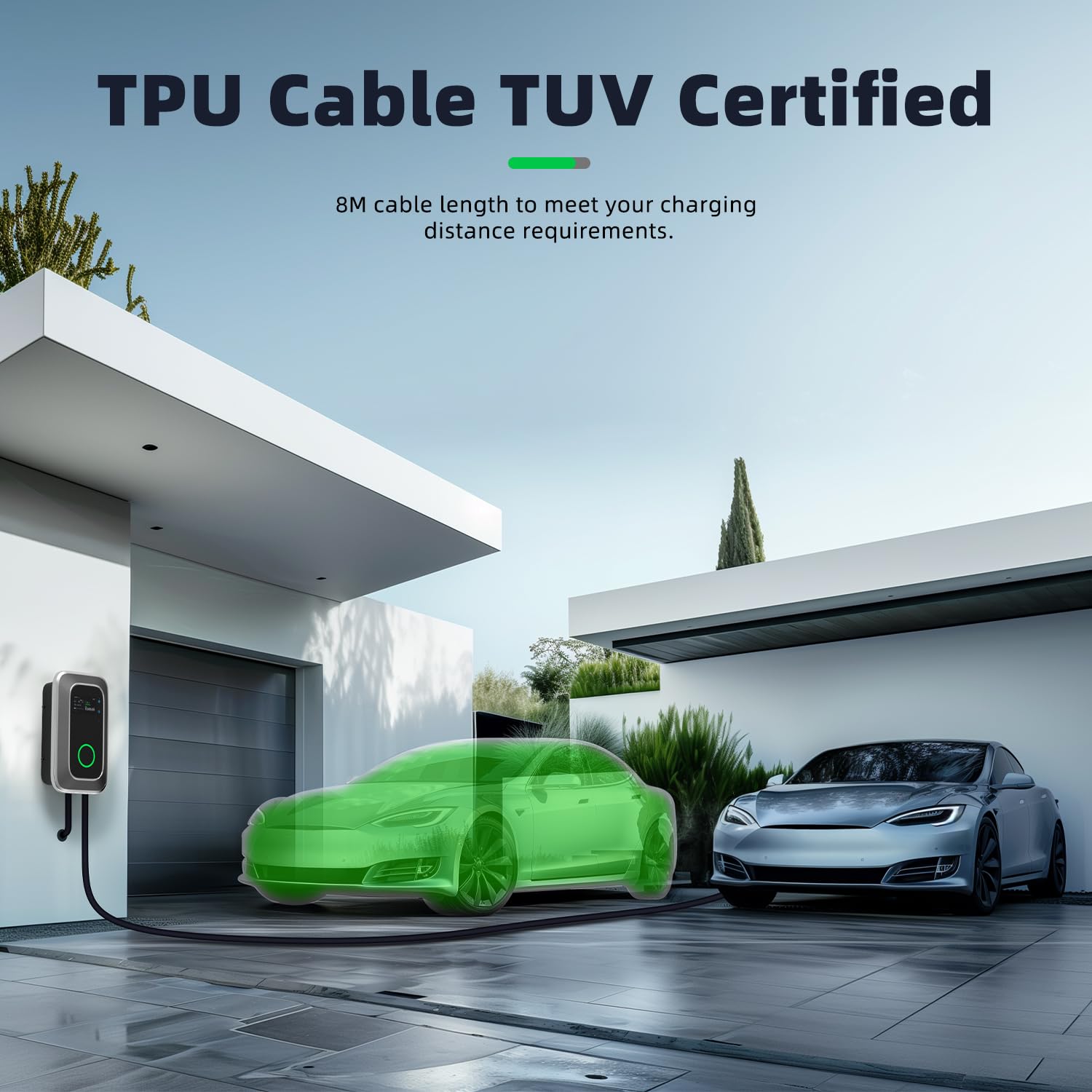 S1 - Terminale di Ricarica per Veicolo Elettrico 7kW 8M 32A Monofase wifi-APP Stazione di Ricarica Tipo 2 IEC 62196-2 - Caricatore Rapido EV Wallbox 230V
