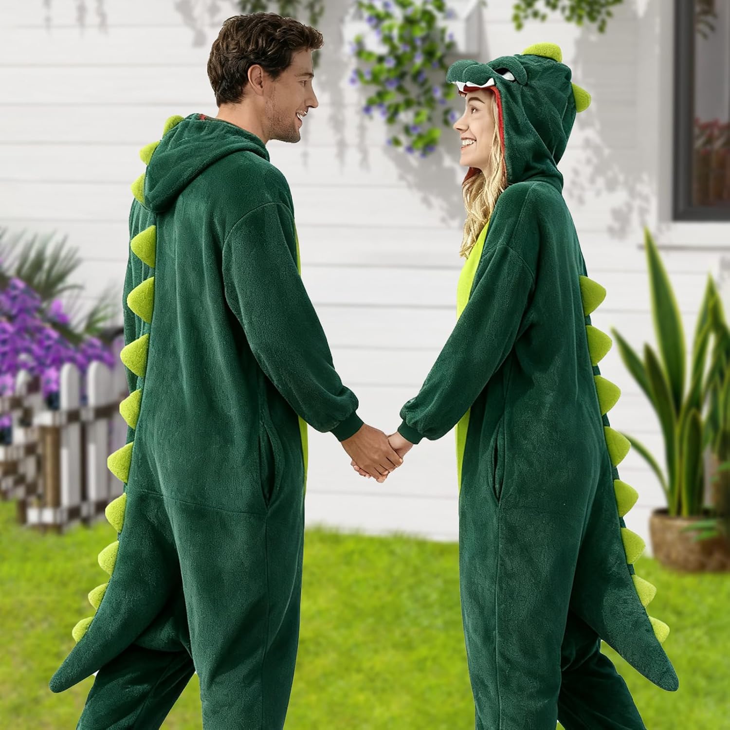 Adult Onesie Pajamas, Animal Halloween Costume Plush One Piece Cosplay Suit for Women Men Couples Sleepwear - Image 3