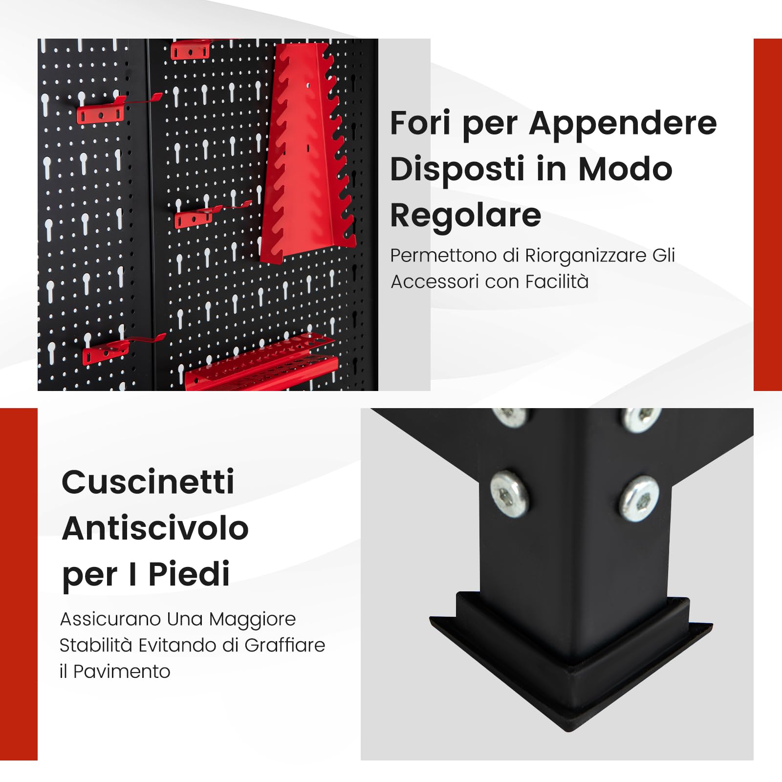 COSTWAY Banco da Lavoro con Pannello a Chiodi, Tavolo da Officina con Cassetti, Ripiani e 25 Accessori Appendibili, Carico Massimo 435 kg, per Garage, Casa, Officina e Magazzino
