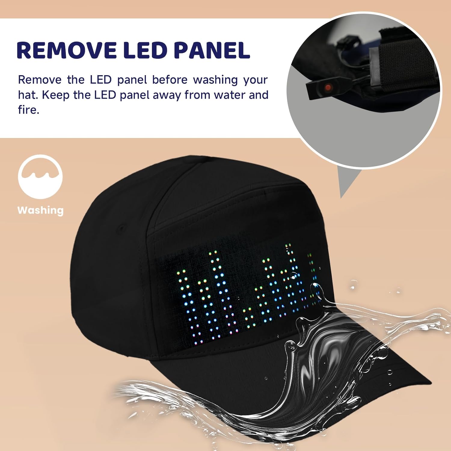 LED Programmable Baseball Cap with Bluetooth App Control Scrolling Message Display Light Up Hat for Parties Gifts