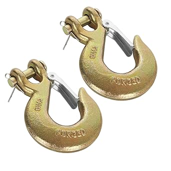 2 Packs Forged Steel Clevis Slip Hooks Gold, 3/8 Inch Safety Hook Suitable for 10mm Chain Heavy Duty Grab Hook for Tow Winch Trailer,18000 Lb Capacity