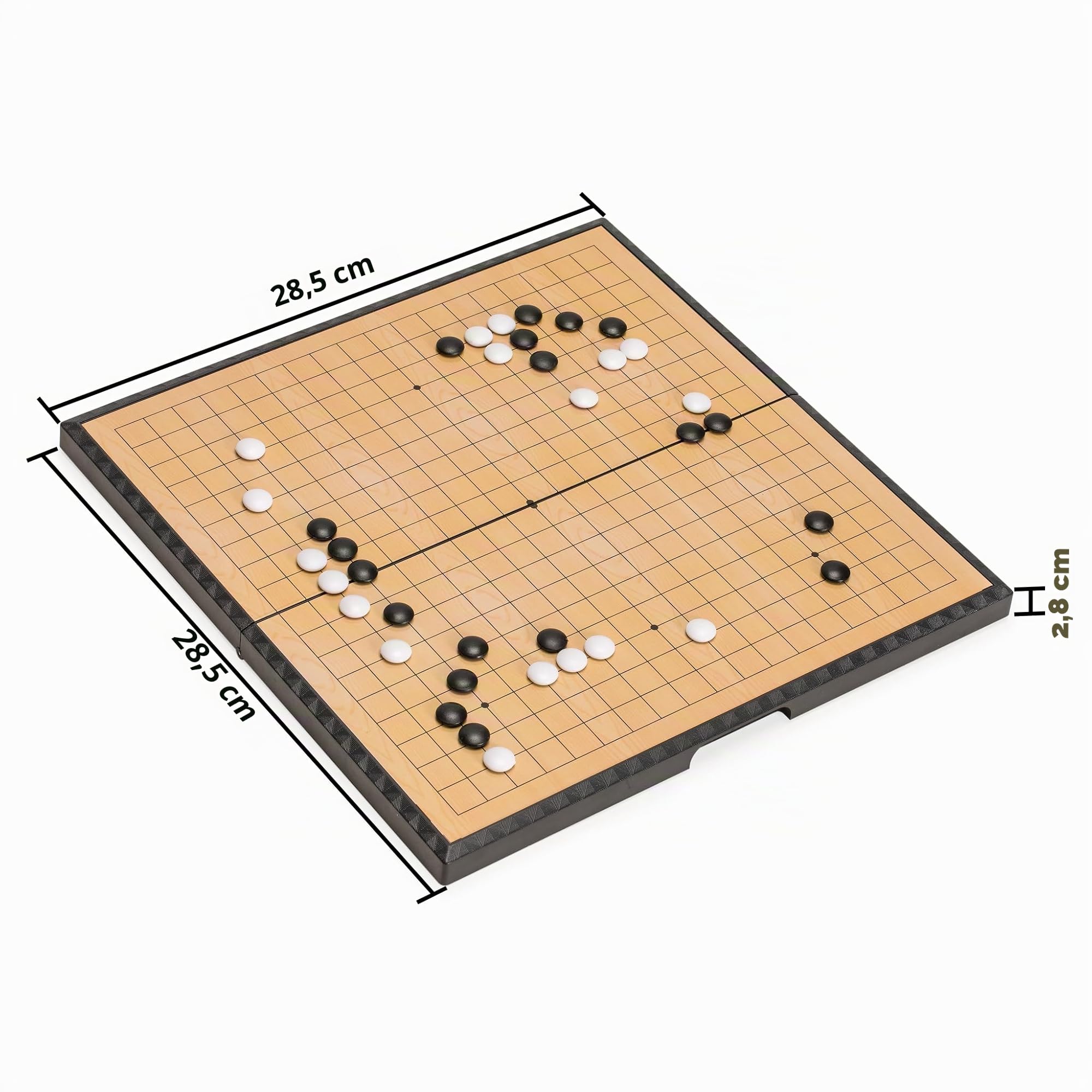 Yellow Mountain Imports Plateau de Jeu de Go Magnétique 19 x 19 (28 Centimètres) avec Pierres Convexes Uniques - Ensemble Portable et Prêt au Transport