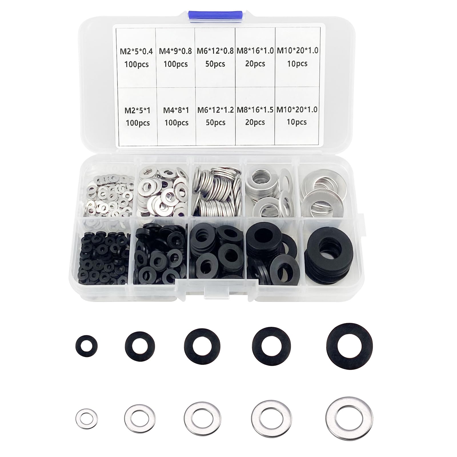 560pcs Flat Washers, Black Nylon Washers