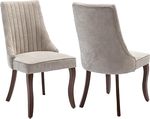 Miniatura 22 de Juego de 8 sillas de comedor modernas de mediados de siglo, sillas tapizadas de lino beige para cocina y comedor, sillas de cocina con patas de