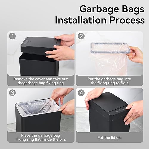 Miniatura 5 de kaylowe Bote de basura automático para baño, sin contacto, de 2.6 galones, con tapa, pequeño sensor de movimiento delgado, cubo de basura