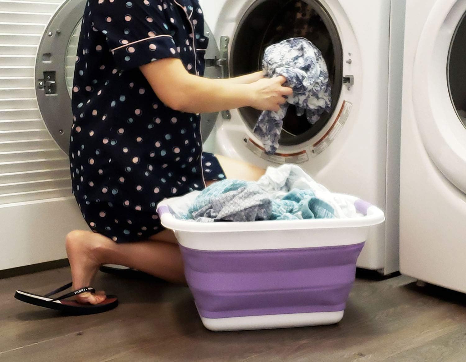 SAMMART - 25L Collapsible Laundry Basket - Foldable Storage Container/Organizer - Portable Washing Bin/Tub - Space Saving Hamper - Car Trunk Storage Box (Lt, Purple)