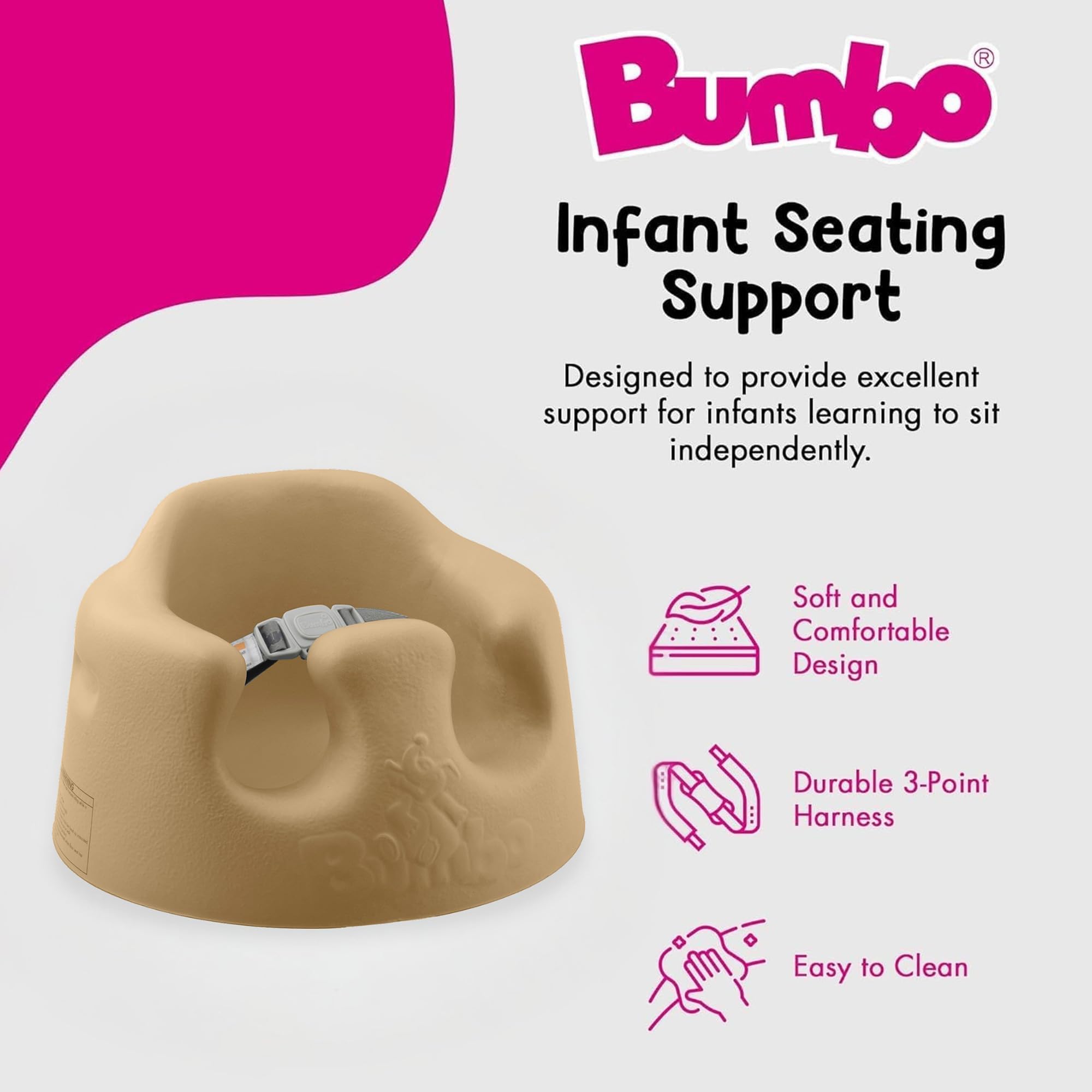 Bumbo Bodensitz in Muskatnuss - Babyschale mit 3-Punkt-Sicherheitsgurt