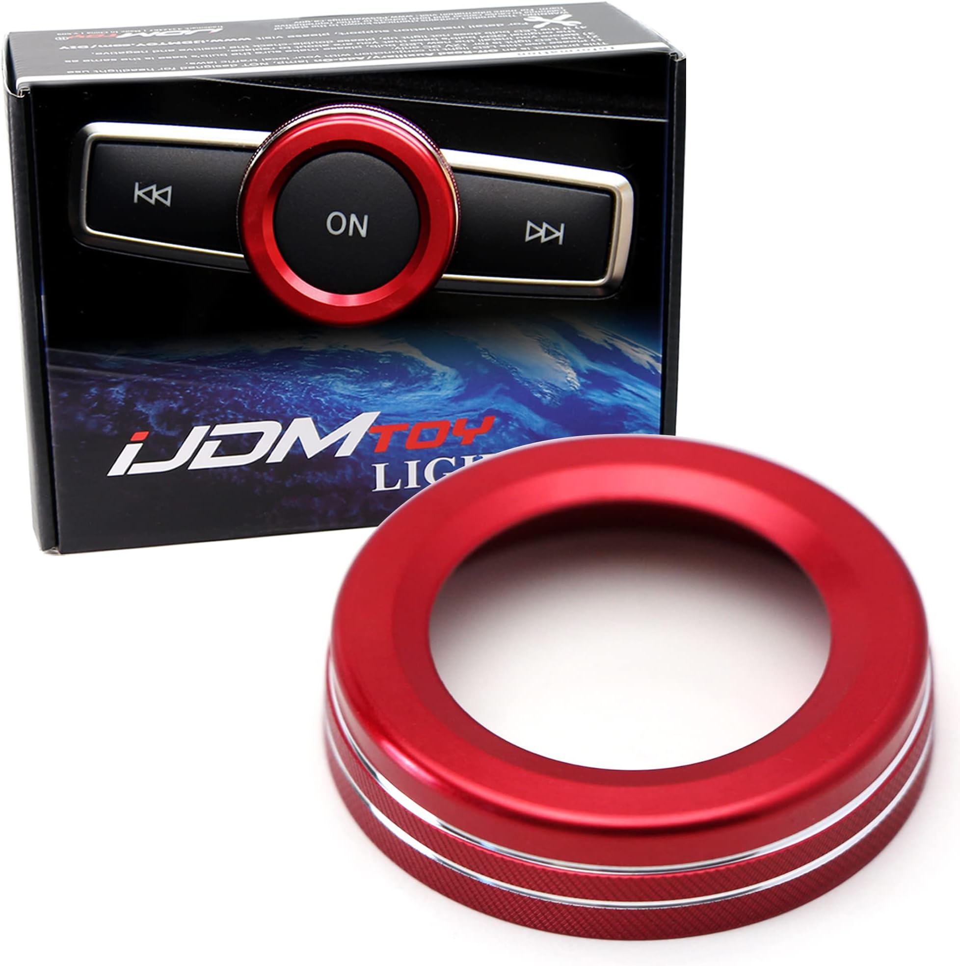 iJDMTOY Sports Red Aluminum Stereo Volume Control Turner Ring Cover Compatible with Mercedes A B C E S CLA GLA GLK ML GL Class, etc