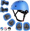 WayEee Kids Bike Helmet Set Skateboard Knee Pads, Helmet Pad Set Protective Gear Set Adjustable for Girls Kids 3-14 Helmet Elbow Pads Wrist Guards for Sport Cycling Bike Roller Skating Scooter