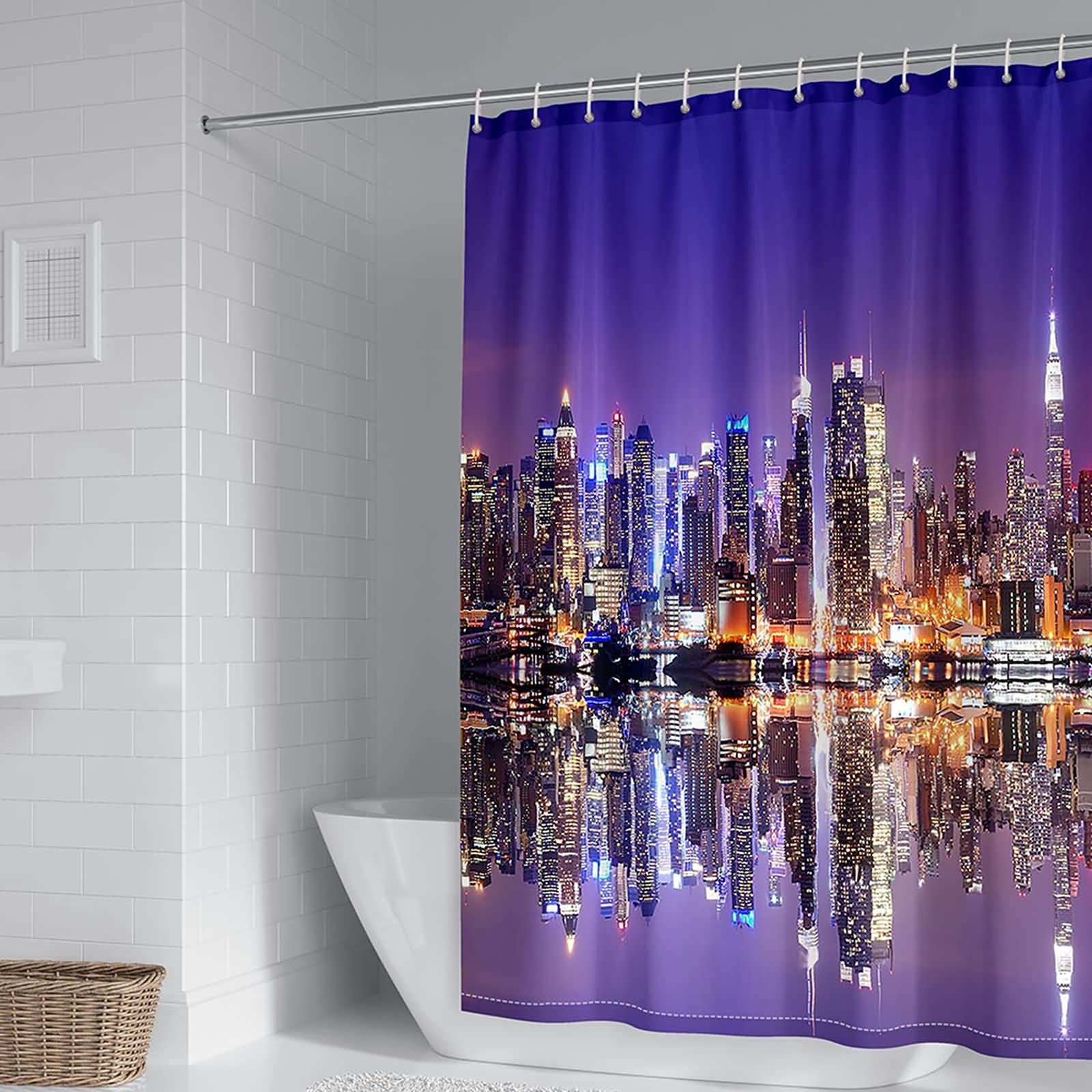 Rideau de douche polyester KnSam motif urbain 165x200 cm
