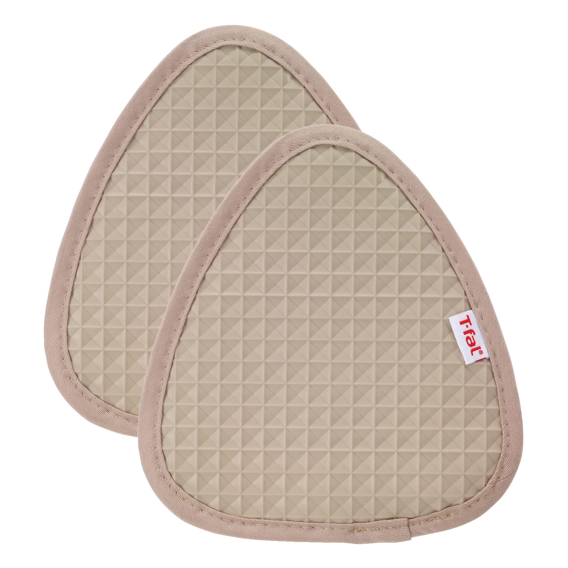 T-fal Textiles Waffle Silicone Pot Holder Set, Softflex, Non-Slip Grip, Heat Resistant, 8.25-inches x 7.5-inches, 2 Pack, Sand 94959