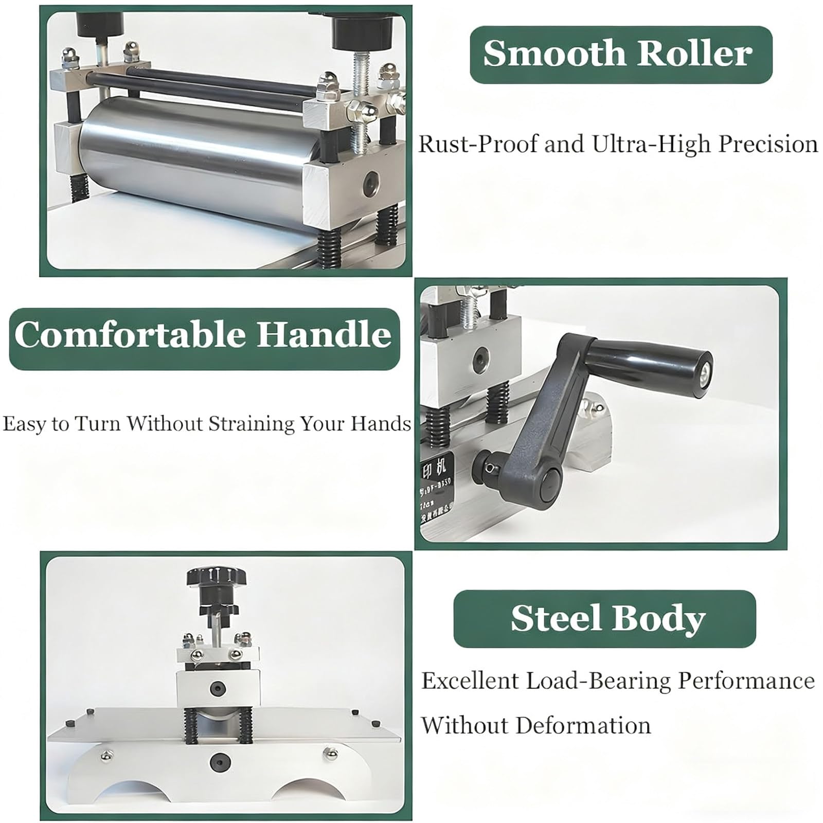Macchina da stampa e incisione manuale, laminatrice per legno, rame, stampa in rilievo, telaio in alluminio, rullo in acciaio, per artisti, studi, artigianato fai da te