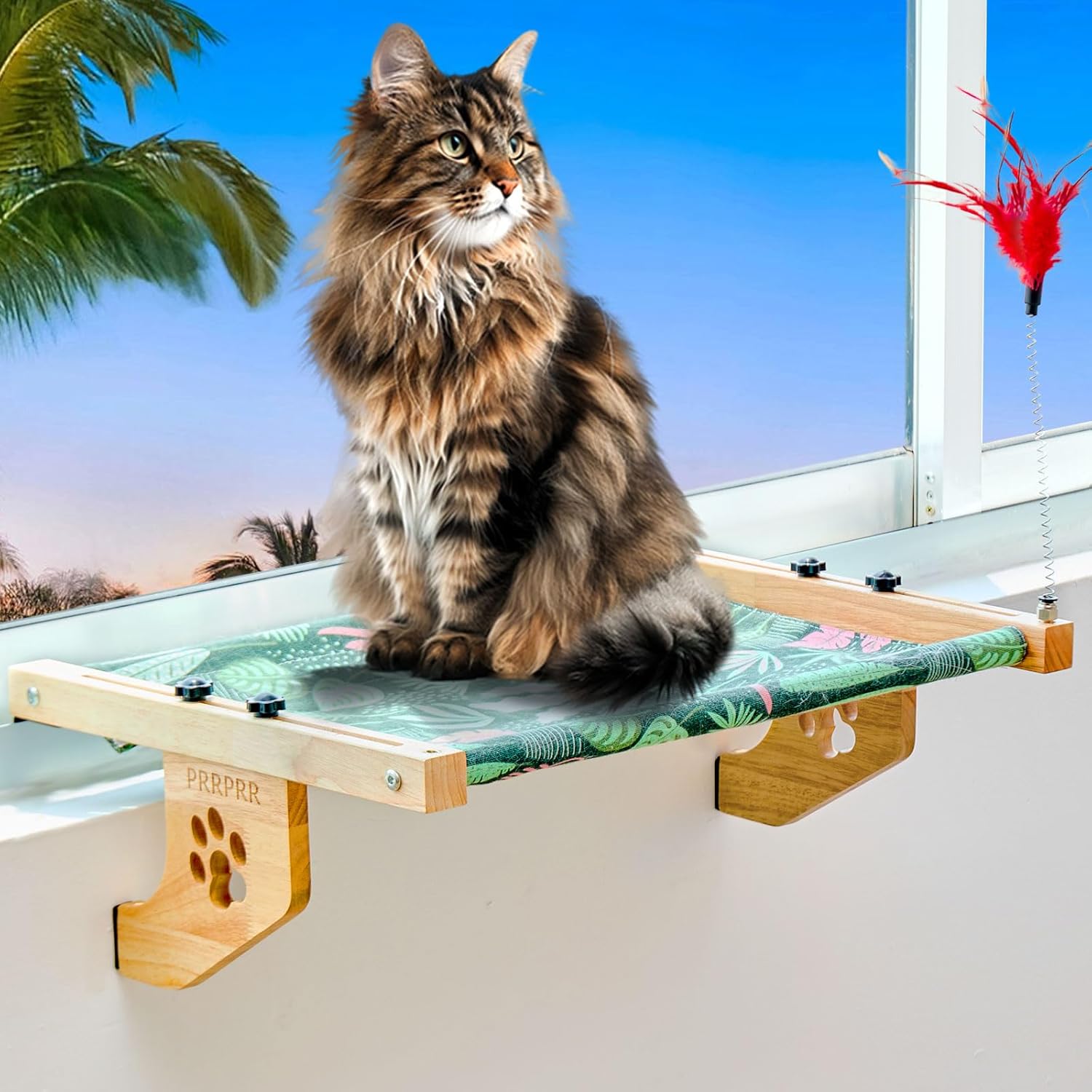 Cat Sill Window Perch Sturdy Hammock Seat, Window Seat with Cooling Mat for Large Cats, Cat Shelf Window Bed Easy to Adjust for Windowsill, Bedside, Desk, Drawers, and Cabinet