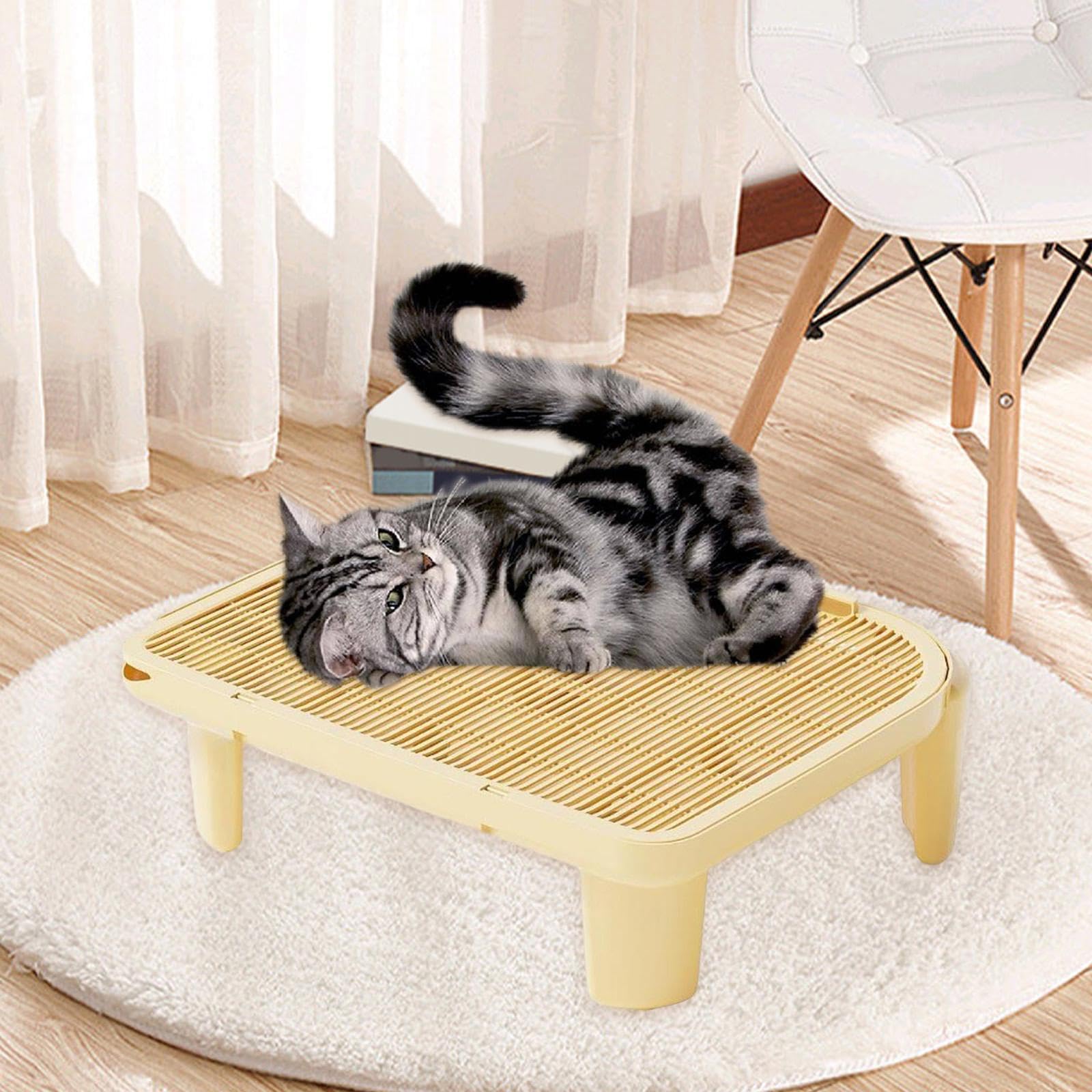 Alfombrilla Duradera para Arenero de Gatos, Alfombrilla para Bandeja Antiderrame, Alfombrilla para Patas de Gatitos, Alfombrilla de Filtración de Dese, Amarillo