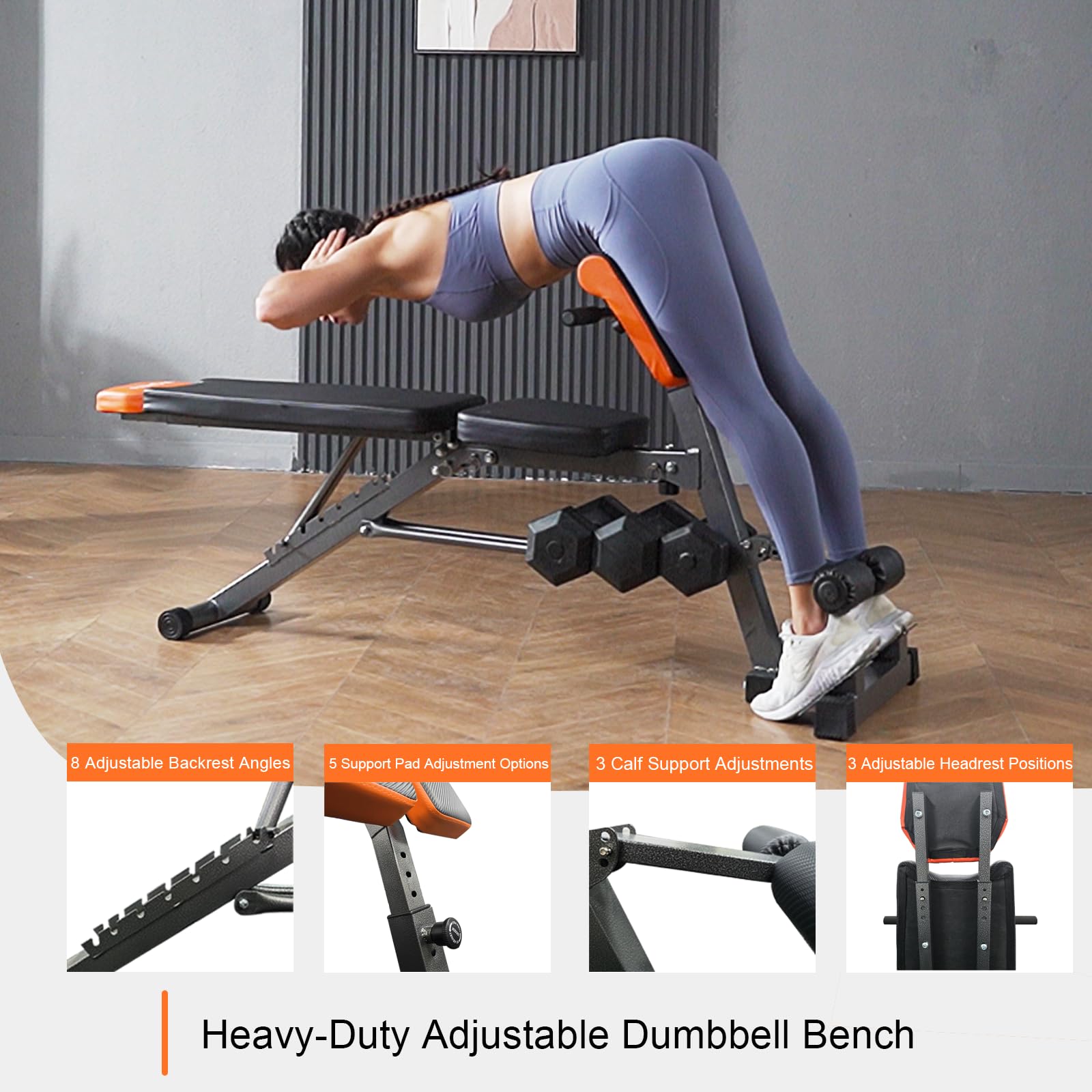 Roman Chair Hyperextension Bench - Multifunctional Full Body Workout Equipment: Super Stretch, Roman Chair, Adjustable Seat, Tilt and Tilt Bench, Flat Bench (Multi Function Roman Chair)