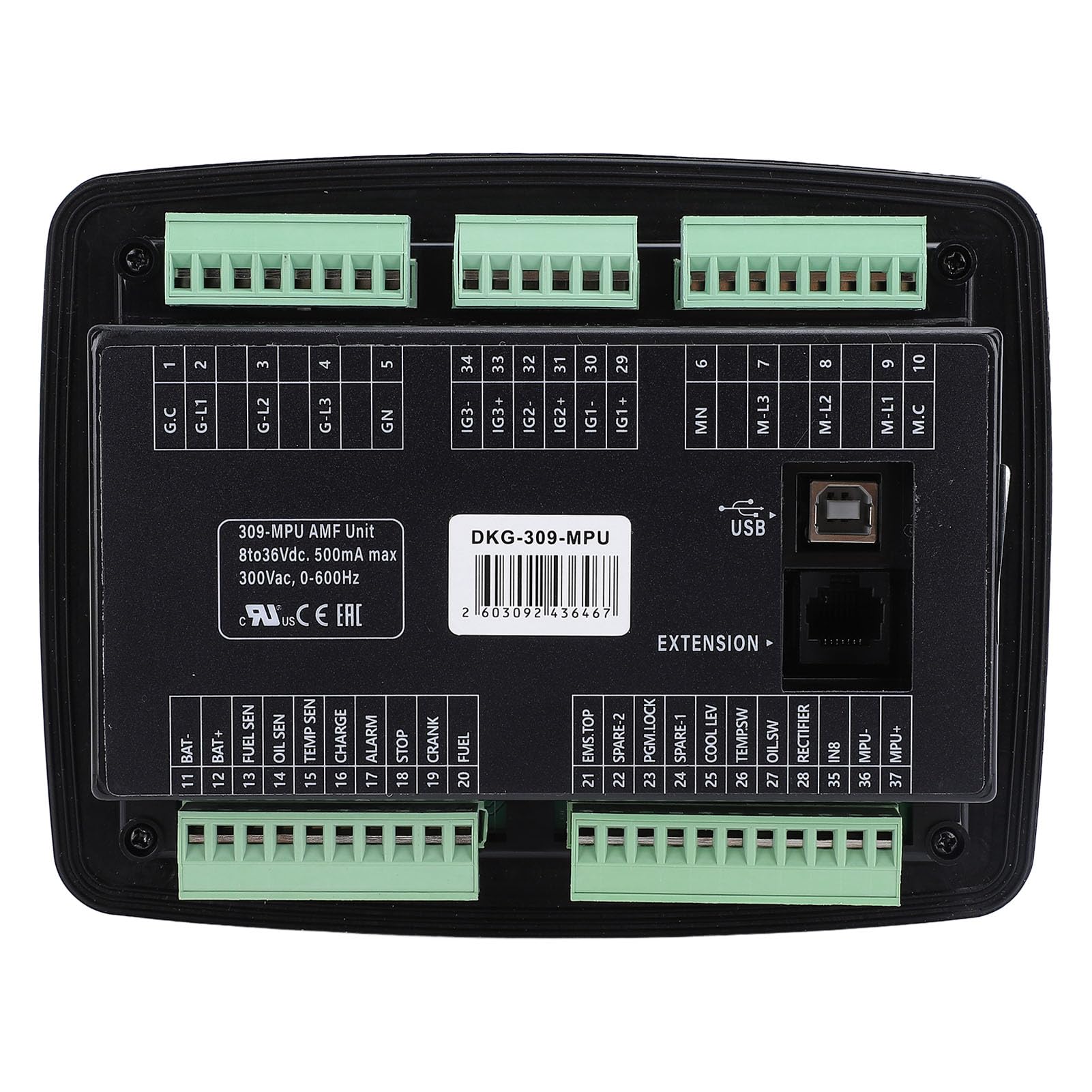 KIMISS Módulo de Control de Generador DKG309 para Aplicación de Grupo Electrógeno multipropósito: Pantalla LCD, Monitoreo en Tiempo Real y de Alerta