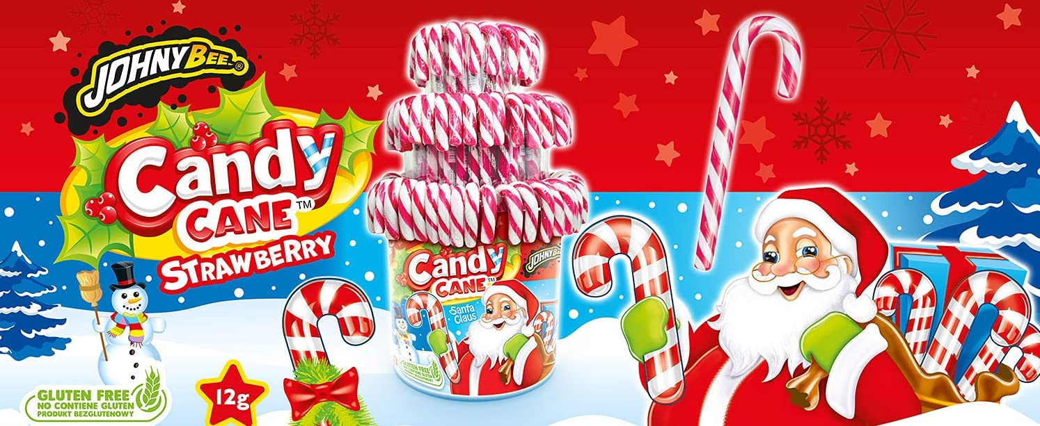 Bastoncino di zucchero - Bastoncini di zucchero di Natale - vaso da 100 unità - Lecca-lecca (Bianco/rosso)