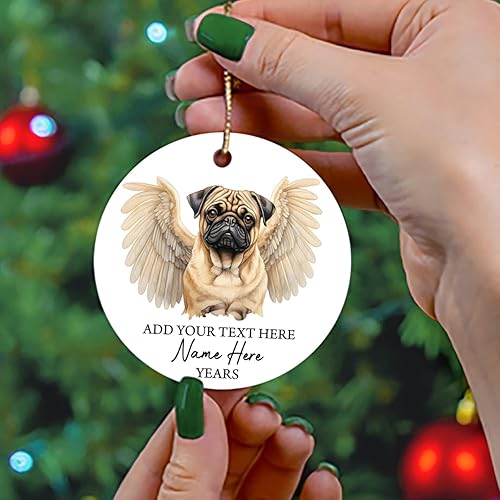 Miniatura 9 de Adorno de bulldog inglés, adorno conmemorativo personalizado para mascotas, regalo de pérdida de perro, adorno de Navidad de alas de ángel de