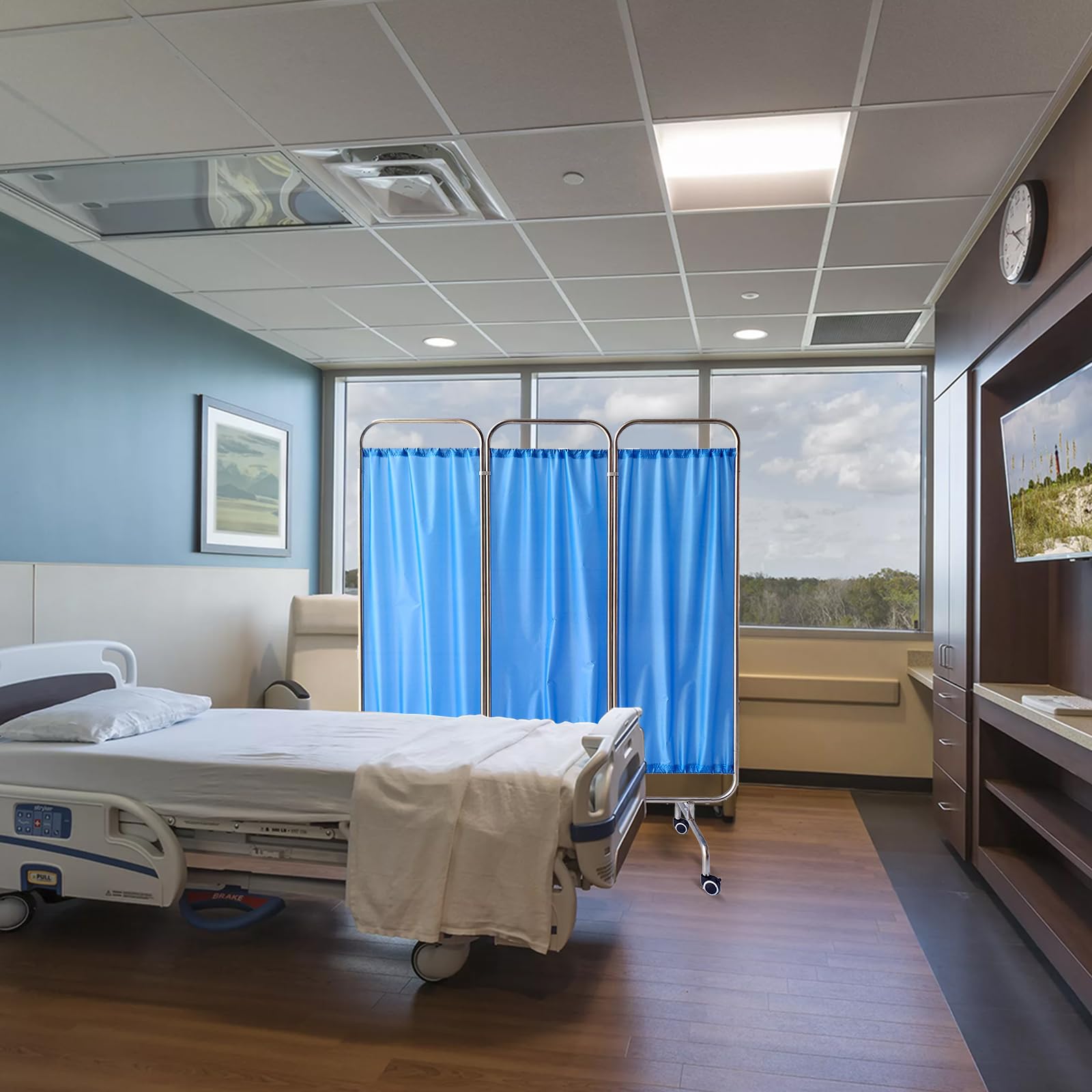 Schermo divisorio con Ruote per Clinica, reparto, Sala Visite, Ospedale - Divisorio Pieghevole per casa di Cura, Pronto Soccorso, Tenda per Sala di monitoraggio in Terapia intensiva