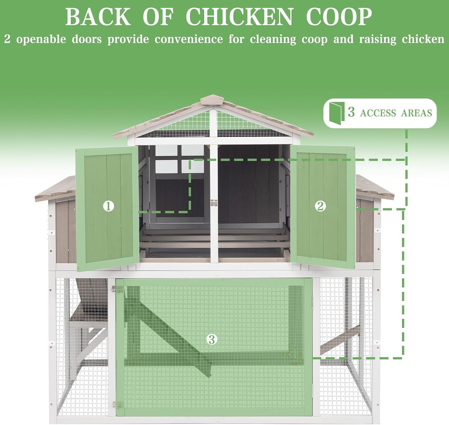 Gowoodhut 56.03" L 2-Story Chicken Coop with Run,Fir Wood Chicken House Hen House with 2 Large Nesting Boxes,Expandable Poultry Cage for 2-4 Chicken with 4 Perching Bars,Pull-Out Tray,Ramps