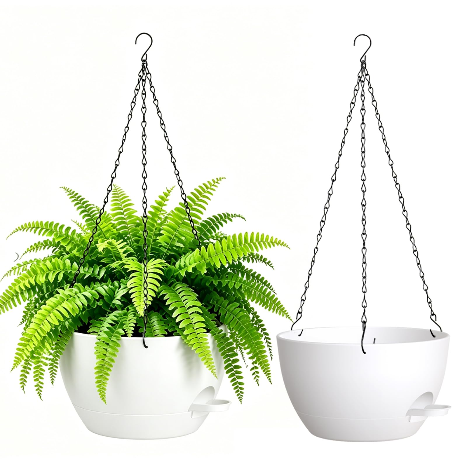 WSMKSZ 20cm/25cm Selbstbewässernde Hängende Blumenampel 2er-Set – Blumentopf Hängend Innen & Außen, Hängeblumentöpfe mit Drainage für Balkon, Wohnzimmer, Küche