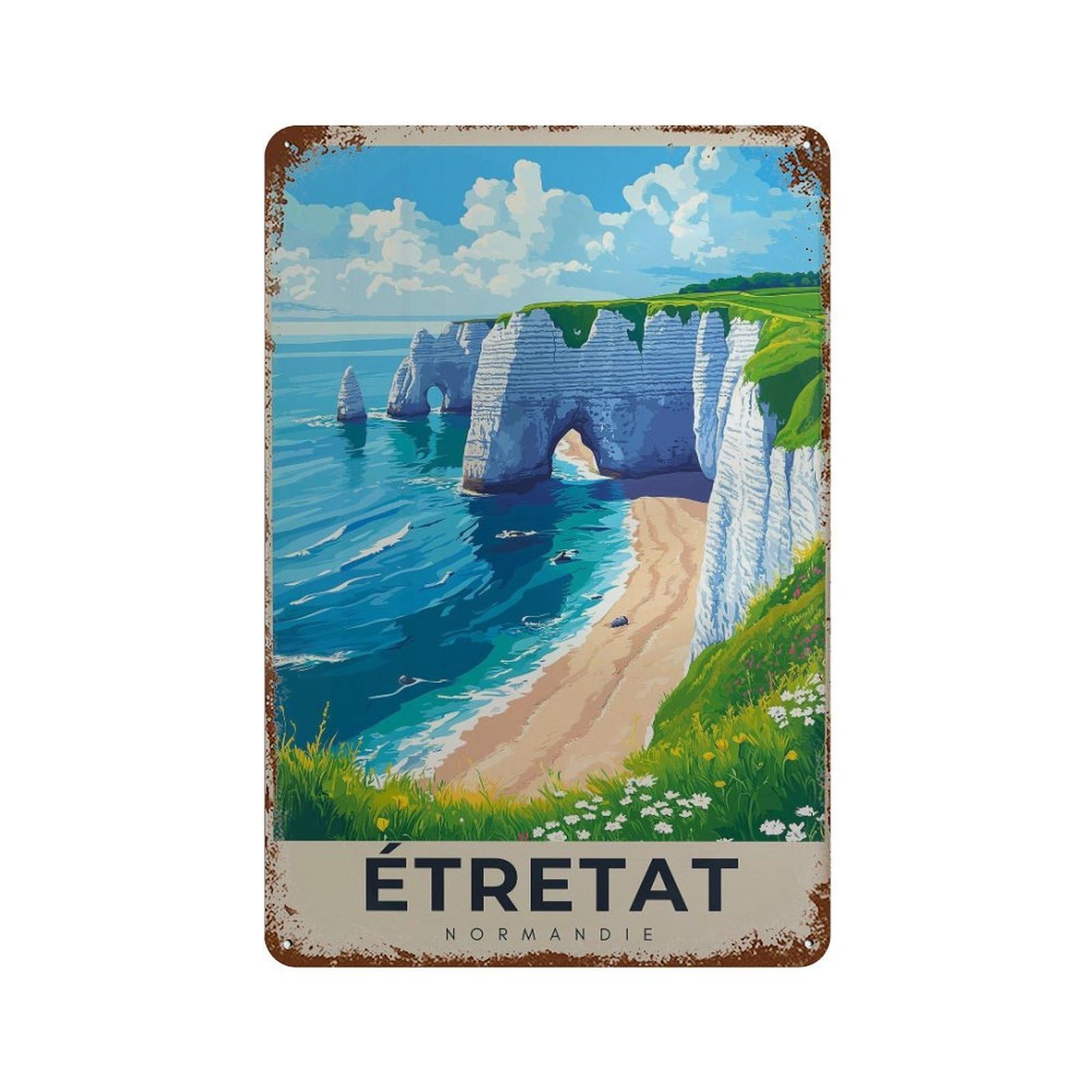 xiaoxiaoshen Etretat Travel Normandy Coast France Wall Decor Art Metal Tin Poster Modern Home Decor Art Home Bar Shop Decorations Vintage Sign 30x20cm
