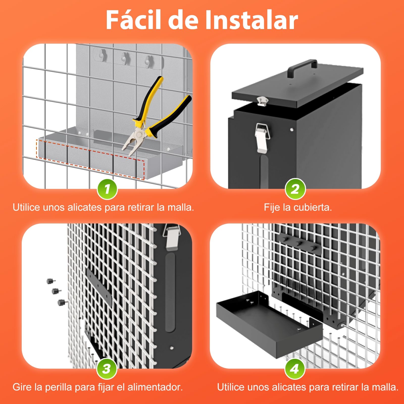 Distribuidor Automático de Comida para Perros de Acero Galvanizado Colgante, Distribuidor Automático para Mascotas por Gravedad Exterior, Gran Capacidad de 16 L, para Gatos, Perros y Conejo