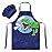 MHJY Kids Apron and Chef Hat for Boys Dinosaur Adjustable Child Aprons with Pockets for Cooking Baking Painting 3-12 Years