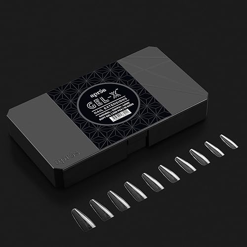 Miniatura 3 de Aprés Gel-X - Recambios de kit de uñas, caja de 500 puntas de uñas, tamaños 0-9 (ataúd natural largo)