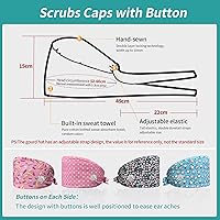 Vista 2 de VIAOLI Gorras dentales para mujeres con botones, gorro de dentista, gorra de trabajo, gorras para enfermeras, cubierta de pelo, sombreros de médico