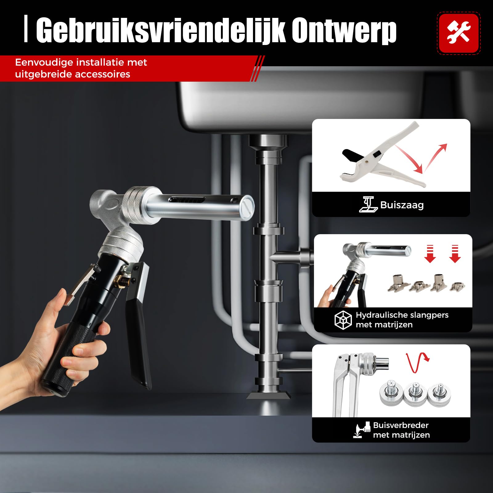 16-32 mm narzędzie do tulei przesuwnych, 3T narzędzie do prasy hydraulicznej, szczypce zaciskowe, szczypce do wyciskania rur z 4 głowicami rozprężnymi, 2 widelce dociskowe, do REHAU HIS 311