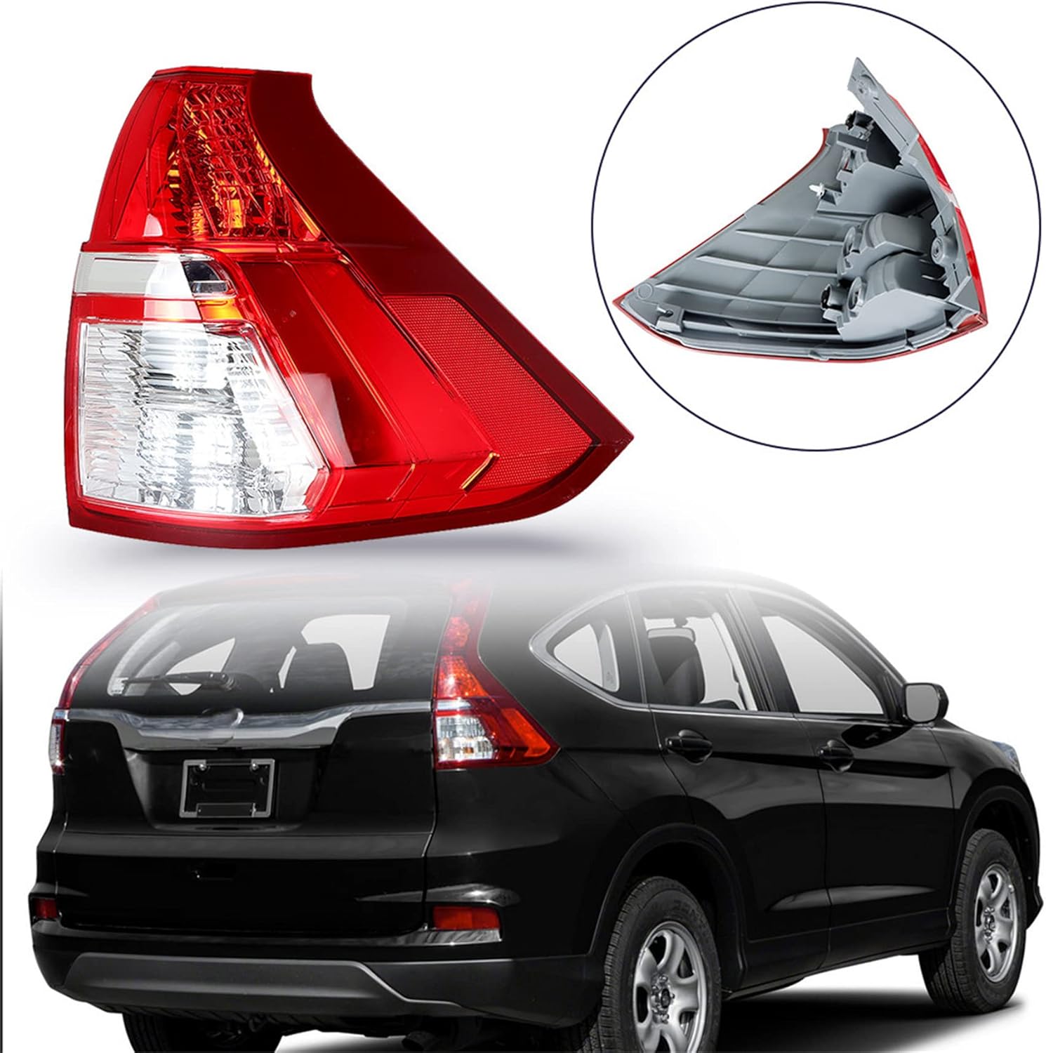 Silscvtt Rear Brake Tail Light Assembly Replacement for Honda CRV 2015 2016 Passenger Side Tail Lamp 33500T1WA01 HO2801186