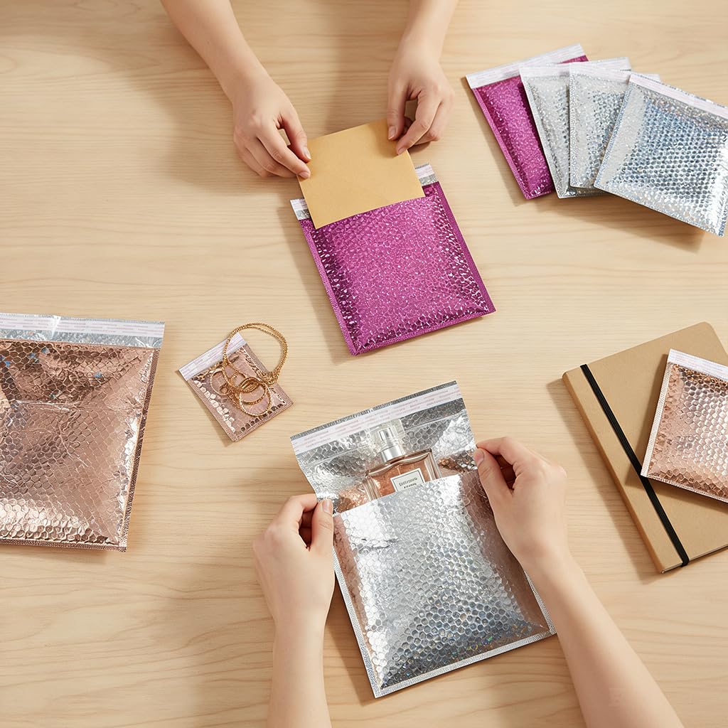 60 sobres de burbujas, bolsas de envío autosellables con 3 tamaños (11 x 9 pulgadas, 9 x 7 pulgadas, 7 x 6 pulgadas), sobres de burbujas coloridos sellables para suministros de embalaje de