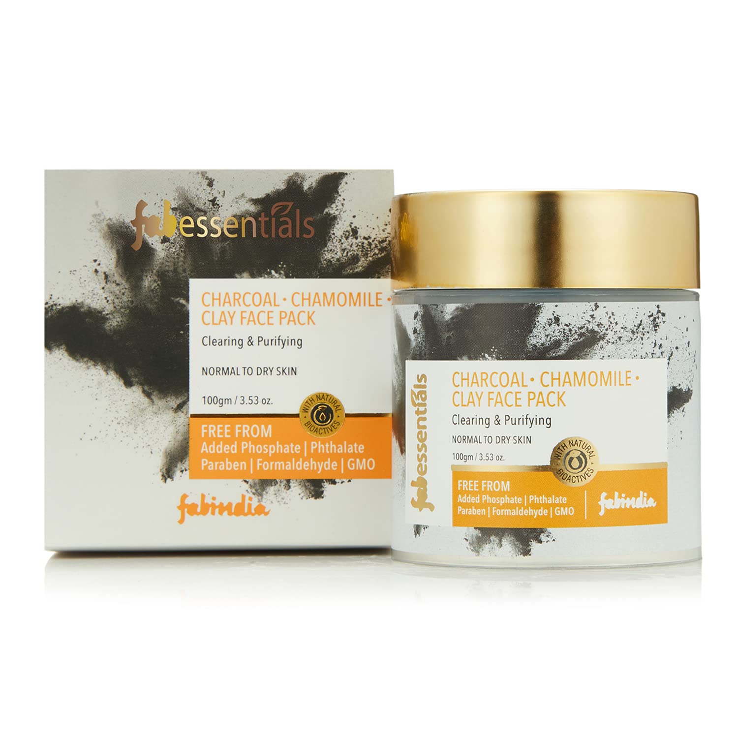 Charcoal Chamomile Clay Face Pack -100gm | Fairness Facial Mask | with Kaolin & Menthol | Deeply Cleanses | Face Mask For Glowing Skin | Effective in Clearing Clogged pores | Absorbs Excess Oil - 100 gm
